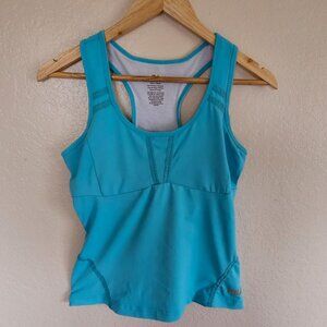 Fila Blue Womens M Medium Built In Bra Athletic Sporty Yoga Racerback Tank Top